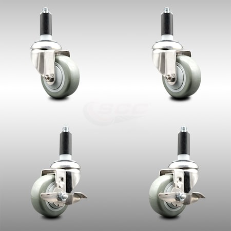 Service Caster 3 Inch 316SS Gray Poly Swivel 1-1/8 Inch Expanding Stem Caster Brake SCC, 2PK SCC-SS316EX20S314-PPUB-2-TLB-2-118